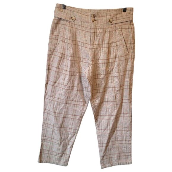 Sundance Women's Light Tan Plaid Trouser Pants Size 8P - Picture 1 of 7